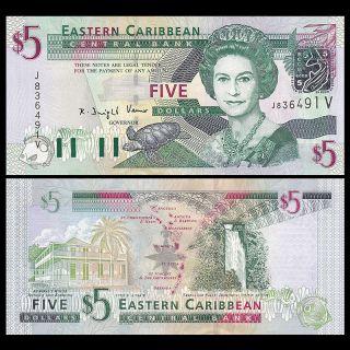 East Caribbean 5 Dollars,  Nd 2003,  P - 42v,  Unc