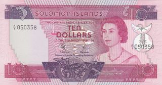 10 Dollars Perfect Unc Banknote From Solomon Islands 1977 Pick - 7a