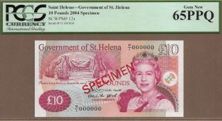 Saint Helena: 10 Pounds Banknote,  (unc Pcgs65),  P - 12s,  2004,