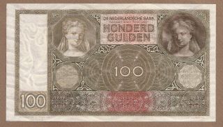 Netherlands: 100 Gulden Banknote,  (unc),  P - 51c,  10.  03.  1944,
