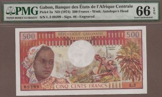 Gabon: 500 Francs Banknote,  (unc Pmg66),  P - 2a,  1974,