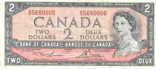 1954 - $2 Canada Bank Note - Canadian Two Dollar Bill - Sg5680006