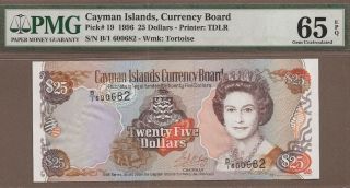 Cayman Islands: 25 Dollars Banknote,  (unc Pmg65),  P - 19,  1996,