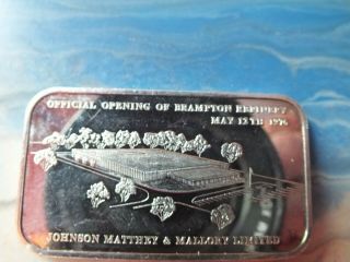 Johnson Matthey 1976 1 Oz Silver Bar Jm & Mallory (brampton Refinery) 250 Minted