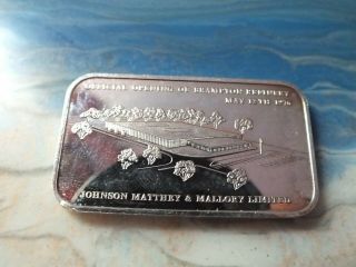 Johnson Matthey 1976 1 oz silver bar JM & MALLORY (BRAMPTON REFINERY) 250 minted 2