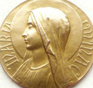 50th Anniversary Of Our Lady Of Lourdes Antique Gold Art Medal Signed Revillon