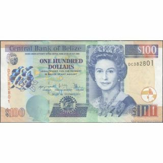 Twn - Belize 71d - 100 Dollars 2017 Au - Dc 382801