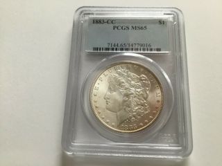 1883 - Cc Morgan Silver Dollar.  Pcgs Ms65 Pcgs Price $475.  00
