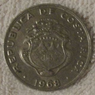 1968 Silver 1 Colon Republica De Costa Rica
