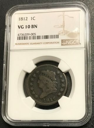 1812 U.  S.  Classic Head Large Cent Ngc Graded Vg10 $2.  95 Max