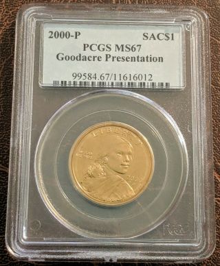 2000 - P Sacagawea Presentation Dollar Glenna Goodacre Sp67 Pcgs Rare