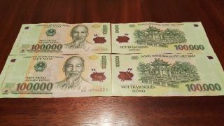 1 Million Dong 100,  000 X 10 Notes Same As 500,  000 Vnd X 2 Vietnam Circ Iqd Zim