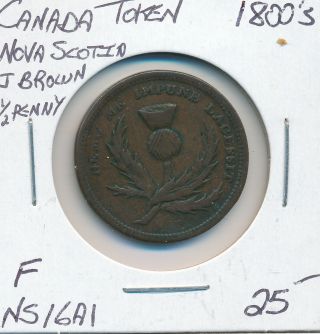 Canada Nova Scotia J Brown Half Penny Token 1800 
