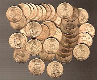40 Mexico Olmec Head 20 Centavos Coins 1983 Spots Km491 Brz Great For Junk Box