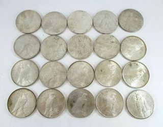 20 United States Peace Silver $1 Dollar Coins 1922 - 1926 Extra Fine - Uncirculated 2
