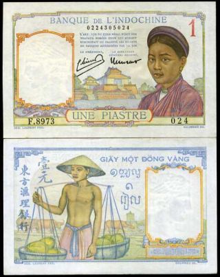 French Indo China 1 Piastre P 54 C Xf Nr