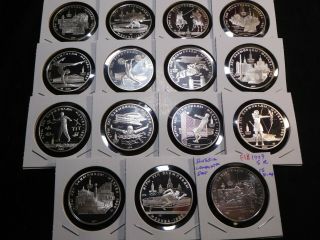F18 Russia Ussr 1979 Silver Olympics 5 Roubles Complete Set 15 Different Peices