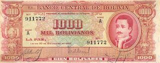 Bolivia 1000 Bolivianos 20.  12.  1945 P 149 Series A Circulated Banknote L22
