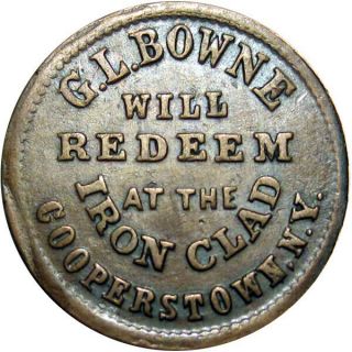 Cooperstown York Civil War Token Bingham & Jarvis Druggist G L Bowne 2