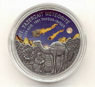 Niger 2016 1000 Francs Mount Tazerzait Meteorite 1oz Silver Coin