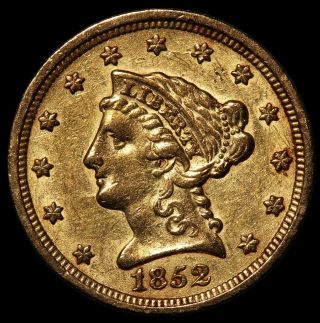 1852 U.  S.  Liberty Head $2.  50 Gold Quarter Eagle Coin