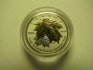 2014 Reverse Proof $2 Gold Plated Maple Leaves Sml From Fractional Set 1/10oz.  9