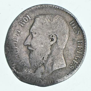 Roughly Size Of Quarter - 1869 Belgium 1 Frank - World Silver Coin - 4.  8g 848