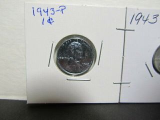 1943 - P,  D,  and S STEEL LINCOLN WHEAT PENNYS BU TOGETHER - 3 2