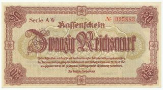 Germany,  Deutschland - 20 Reichsmark 28.  4.  1945.  P187 Ro186,  Unc.  (d002)