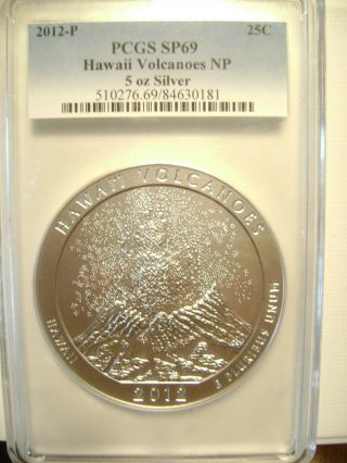 Estate Find 2012 - P Hawaii Volcanoes Np.  999 5 Oz.  Silver Pcgs Sp69