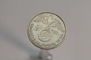 Germany Third Reich 2 Reichsmark 1936 E Silver Scarce B19 K833