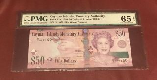 Cayman Islands 50 Dollars Monetary Authorities Note 2010 Pick 42 Pmg 65 Gem Unc