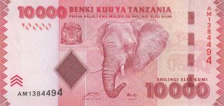 Tanzania 10,  000 Shilingi Banknote Nd (2010) P.  44a Almost Uncirculated