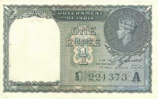 India 1 Rupee Currency Banknote 1940 Au - No Pin Holes