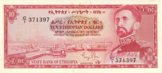 Ethiopia $10 Dollars Currency Banknote 1961