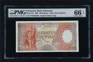 1964 Indonesia Bank Indonesia 100 Rupiah Pick 97b Pmg 66 Epq Gem Unc