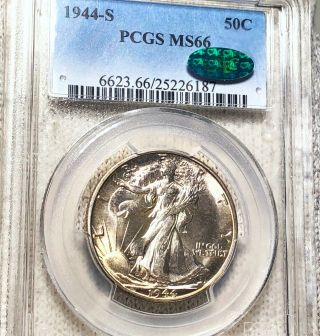 1944 - S Walking Half Dollar Pcgs - Ms66 Cac Hundreds Of Undergraded Coins Up Nr