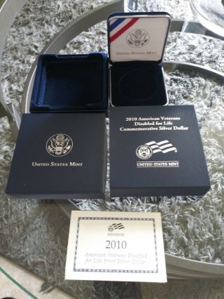 Empty Box For 2010 American Veteransdisabled For Life Proof Silver Dollar W/