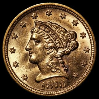 1878 U.  S.  Liberty Head $2.  50 Gold Quarter Eagle Coin -