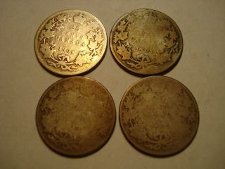 Canada Silver 25 Cents 1904,  1905,  1906,  1907