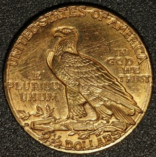 1914 - D U.  S.  Indian Head $2.  50 Gold Quarter Eagle Coin 2