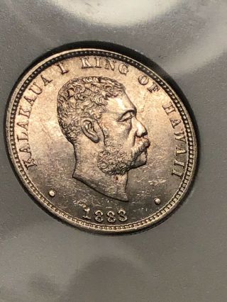 1883 Choice Bu Full Luster Hawaii Quarter Silver 25c