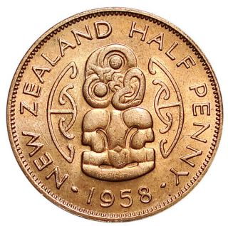 Zealand 1/2 Penny 1958 Red BU 2
