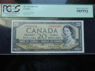1954 Bank Of Canada $20 Twenty Dollars Bc - 41b Beattie Rasminsky Pcgs Ch - Au - 58ppq