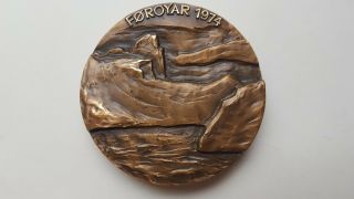 Faroe 1974 Islands Føroyar Sven Havsteen - Mikkelsen Bronze Art Medal,  70mm,  259gr
