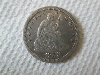 1857 Seated Liberty Quarter - - Full Liberty And Detail