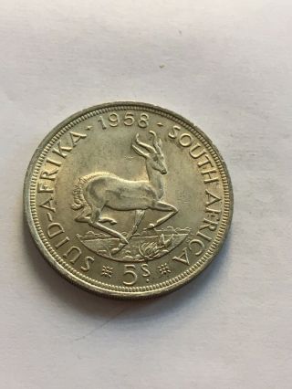 South Africa Crown 1958 Aunc Silver