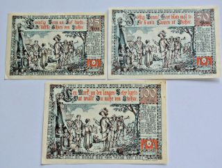Itzehoe Notgeld 25,  50 Pfennig,  1 Mark 1920 Emergency Money Germany (6572)