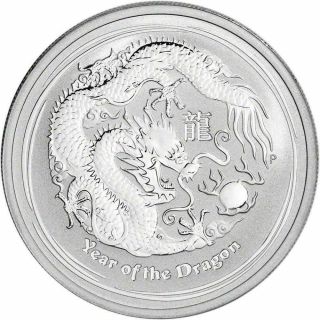 2012 Australia Perth Lunar Dragon 1/2 Oz Silver Coin Bu In Capsule