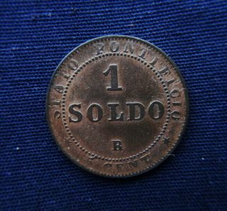 1867 Italy Vatican State Copper Coin 1 Soldo Xf Pope Pio Ix I